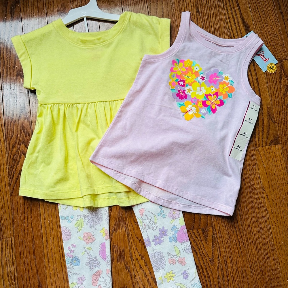 Bundal Cat & Jack Yellow and Pink Kids Matching Set